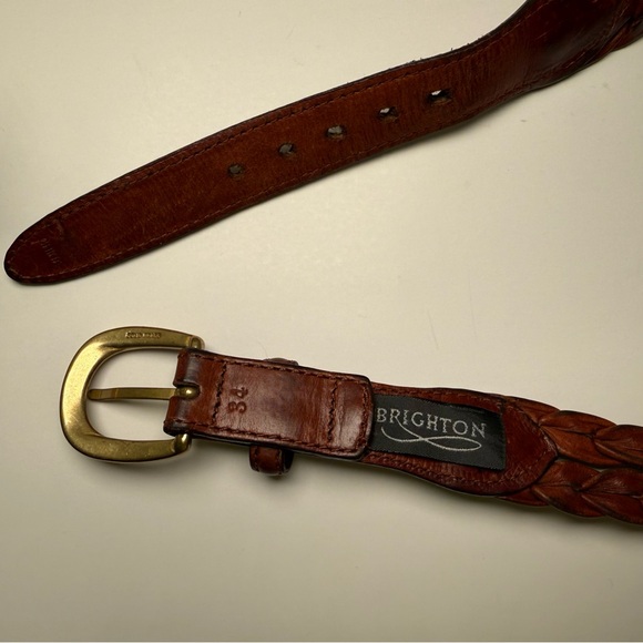 Brighton Women's Vintage 90s Brown Leather Belt Size 34/Small Western Cowgirl - Picture 4 of 16